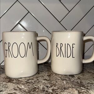 Rae Dunn bride and groom mugs